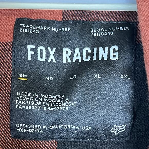 Fox‎ Racing Shirt Mens S Red Plaid Flannel Long Sleeve Regular Fit Button Up - Picture 3 of 12